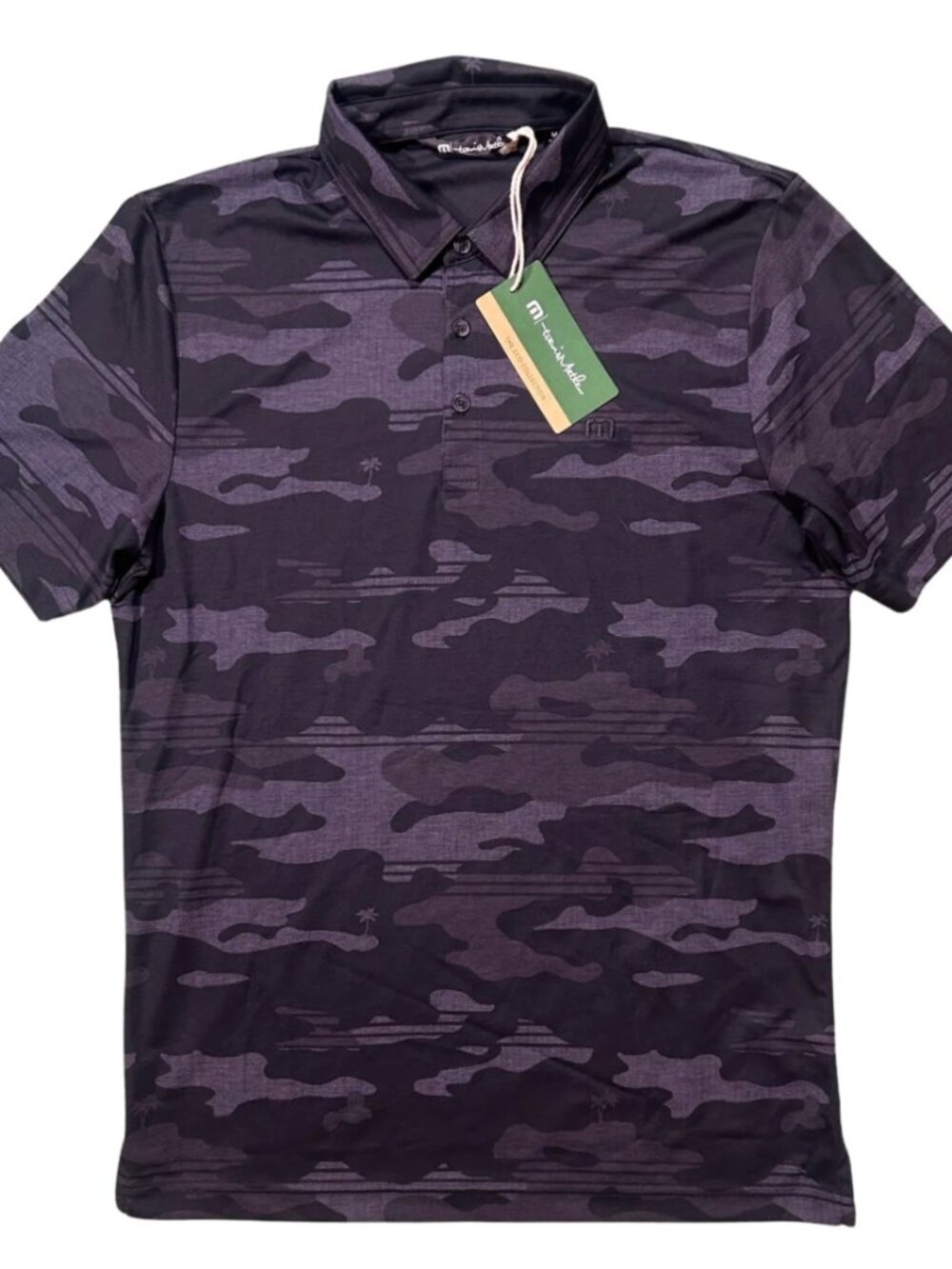 TravisMathew Black Beachside Stealth Camo Performance Polo Golf 1MY588 NWT M
